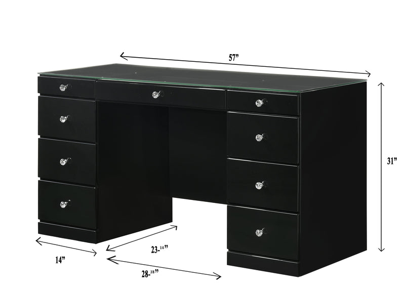 Avery Black Makeup Vanity Set with Lighted Mirror - Gate FurnitureVanity Set