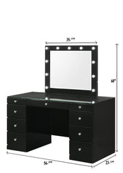 Avery Black Makeup Vanity Set with Lighted Mirror - Gate FurnitureVanity Set