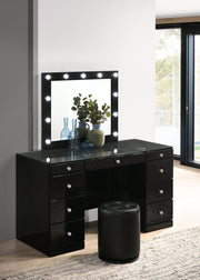 Avery Black Makeup Vanity Set with Lighted Mirror - Gate FurnitureVanity Set