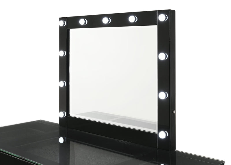 Avery Black Makeup Vanity Set with Lighted Mirror - Gate FurnitureVanity Set