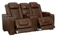 Backtrack Chocolate Power Reclining Loveseat with Console - U2800418 - Gate Furniture