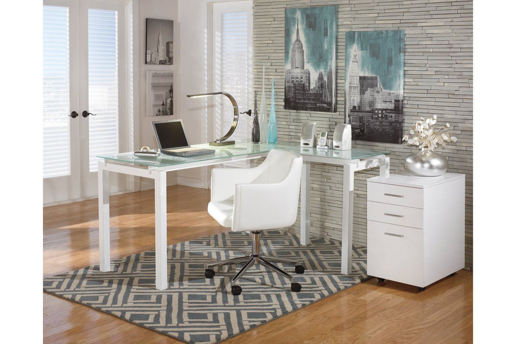 Baraga White Home Office L-Desk - H410-24 - Gate Furniture