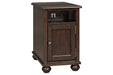 Barilanni Dark Brown Chairside End Table with USB Ports & Outlets - T934-7 - Gate Furniture