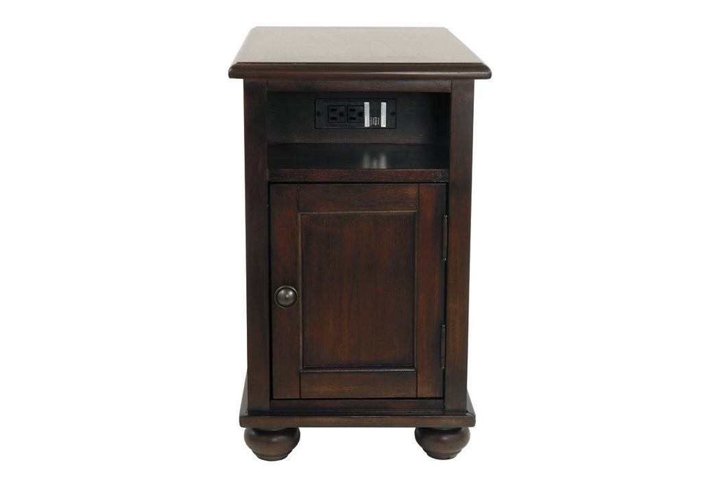 Barilanni Dark Brown Chairside End Table with USB Ports & Outlets - T934-7 - Gate Furniture