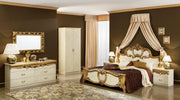 Barocco Bed Ivory W/Gold, Camelgroup Italy Queen - Gate FurnitureQueen Bed
