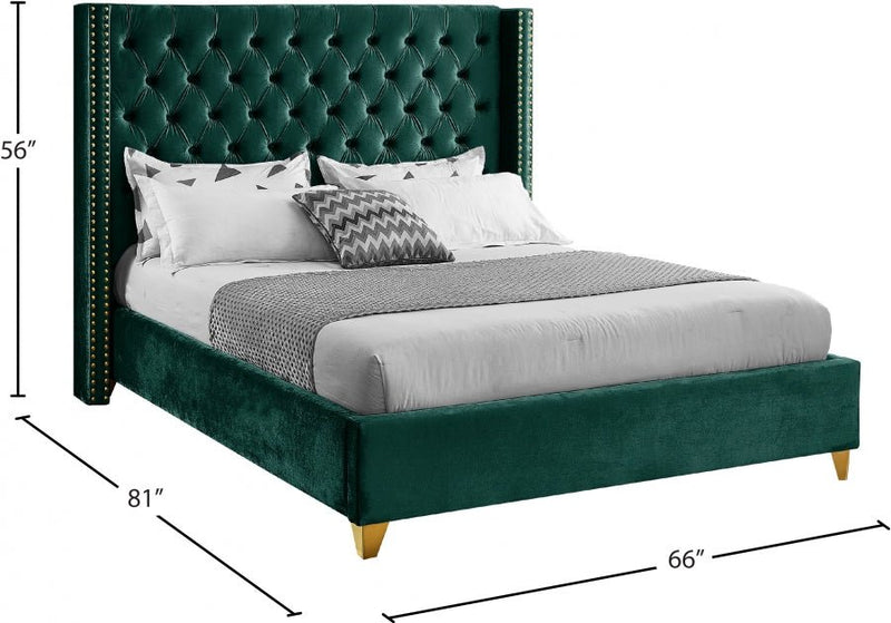 Barolo Velvet Full Bed Green - BaroloGreen-F