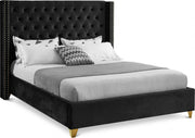 Barolo Velvet Queen Bed Black - Gate FurnitureQueen Bed