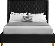 Barolo Velvet Queen Bed Black - Gate FurnitureQueen Bed