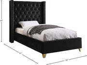Barolo Velvet Twin Bed Black - Gate FurnitureTwin Bed