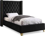 Barolo Velvet Twin Bed Black - Gate FurnitureTwin Bed