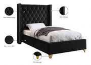 Barolo Velvet Twin Bed Black - Gate FurnitureTwin Bed