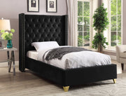 Barolo Velvet Twin Bed Black - Gate FurnitureTwin Bed