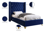 Barolo Velvet Twin Bed Blue - Gate FurnitureTwin Bed