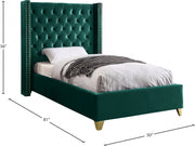 Barolo Velvet Twin Bed Green - Gate FurnitureTwin Bed
