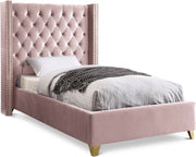 Barolo Velvet Twin Bed Pink - Gate FurnitureTwin Bed