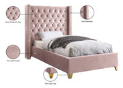 Barolo Velvet Twin Bed Pink - Gate FurnitureTwin Bed