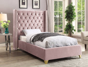 Barolo Velvet Twin Bed Pink - Gate FurnitureTwin Bed