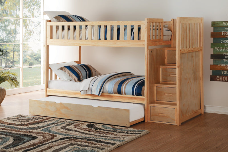 Bartly Pine Twin/Twin Reversible Step Storage Bunk Bed | B2043 - Gate FurnitureBunk Bed