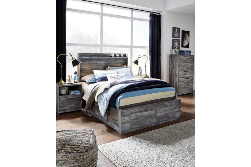 Baystorm Gray Full Panel Bed with 6 Storage Drawers - Gate FurnitureFull Bed