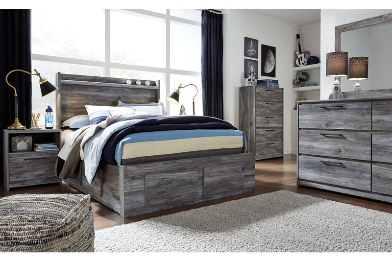 Baystorm Gray Full Panel Bed with 6 Storage Drawers - Gate FurnitureFull Bed