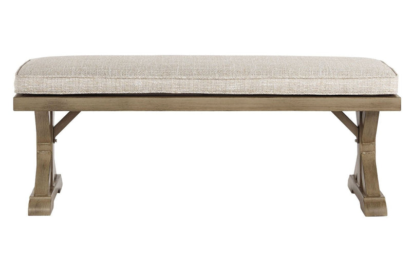 Beachcroft Beige Bench with Cushion - Gate FurnitureAccent Bench