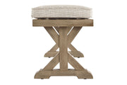 Beachcroft Beige Bench with Cushion - Gate FurnitureAccent Bench