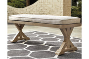 Beachcroft Beige Bench with Cushion - Gate FurnitureAccent Bench