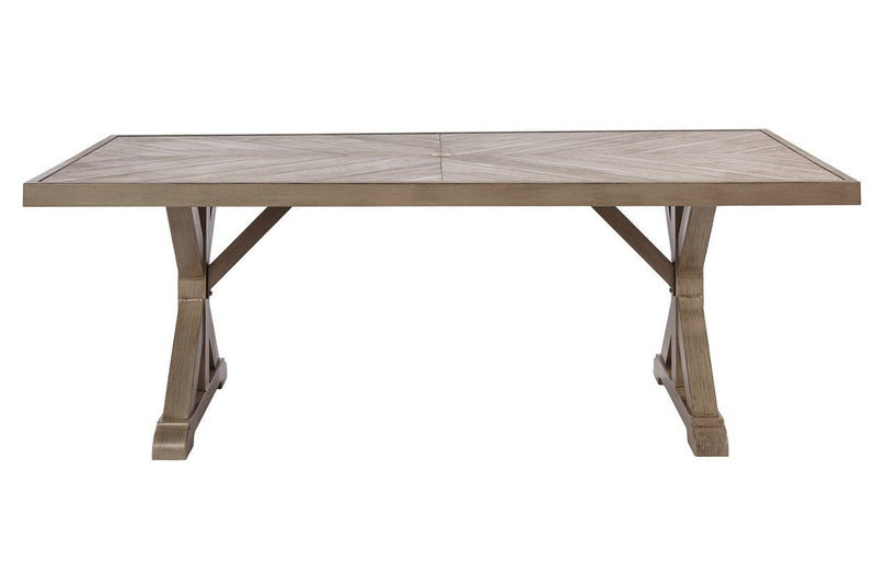 Beachcroft Beige Dining Table with Umbrella Option - Gate FurnitureDining Table