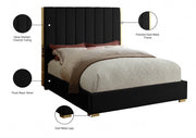 Becca Velvet Queen Bed Black - Gate FurnitureQueen Bed