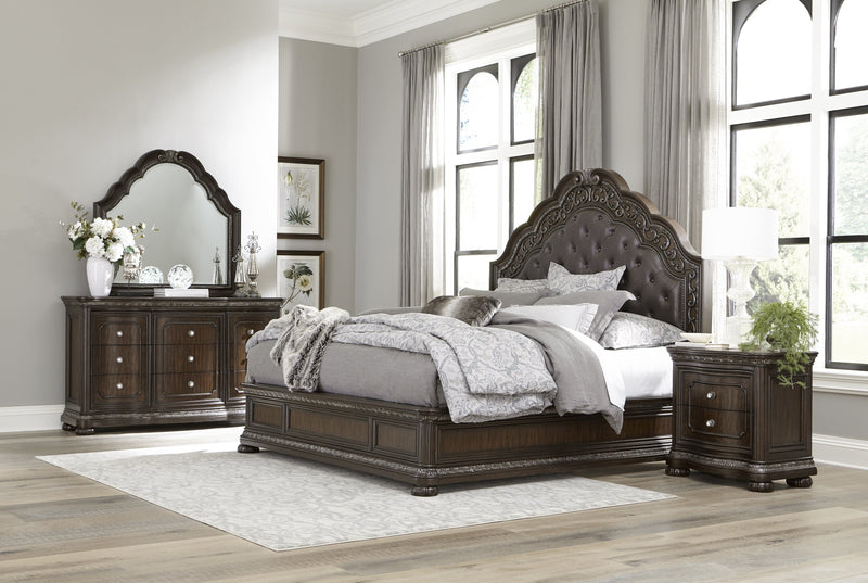 Beddington Dark Cherry Upholstered Panel Bedroom Set - Gate FurnitureBedroom Set
