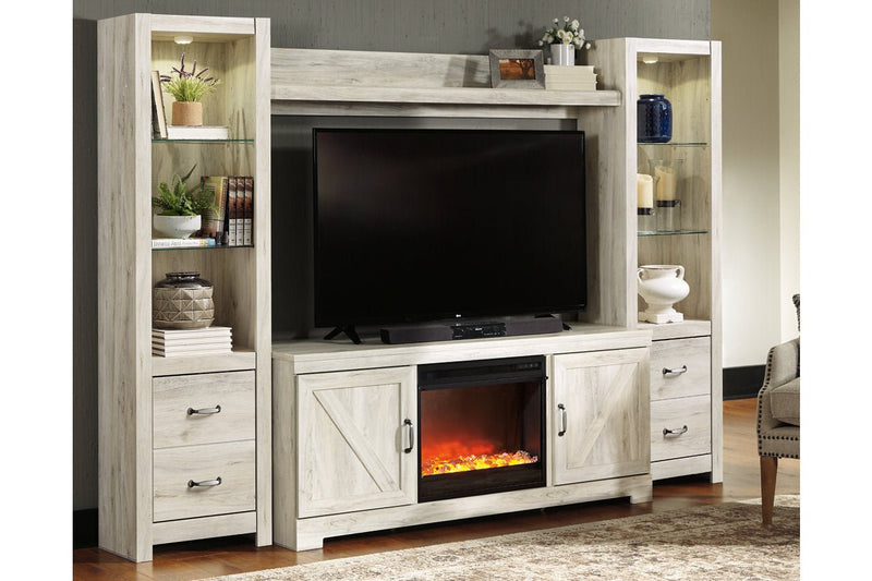 Bellaby Whitewash 4 - Piece Entertainment Center with Fireplace - Gate FurnitureEntertainment Center