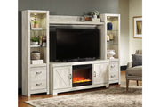 Bellaby Whitewash 4 - Piece Entertainment Center with Fireplace - Gate FurnitureEntertainment Center