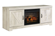 Bellaby Whitewash 63" TV Stand with Electric Fireplace - Gate FurnitureTV Stand