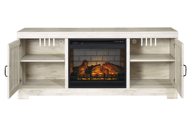 Bellaby Whitewash 63" TV Stand with Electric Fireplace - Gate FurnitureTV Stand
