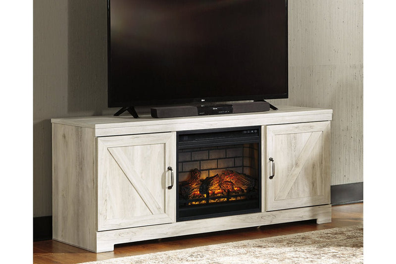 Bellaby Whitewash 63" TV Stand with Electric Fireplace - Gate FurnitureTV Stand