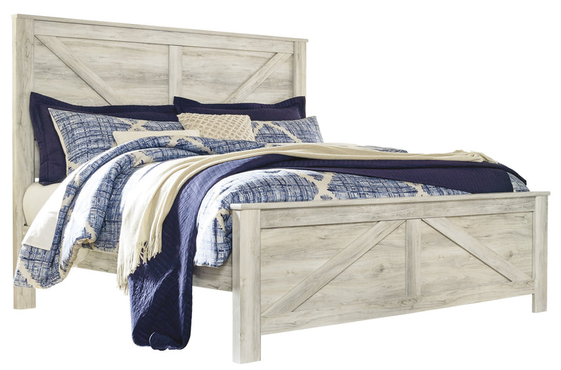 Bellaby Whitewash King Crossbuck Panel Bed - Gate FurnitureKing Bed