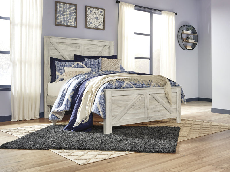Bellaby Whitewash Queen Crossbuck Panel Bed - Gate FurnitureQueen Bed