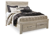 Bellaby Whitewash Queen Platform Bed with 2 Storage Drawers - Gate FurnitureQueen Bed