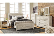Bellaby Whitewash Queen Platform Bed with 2 Storage Drawers - Gate FurnitureQueen Bed