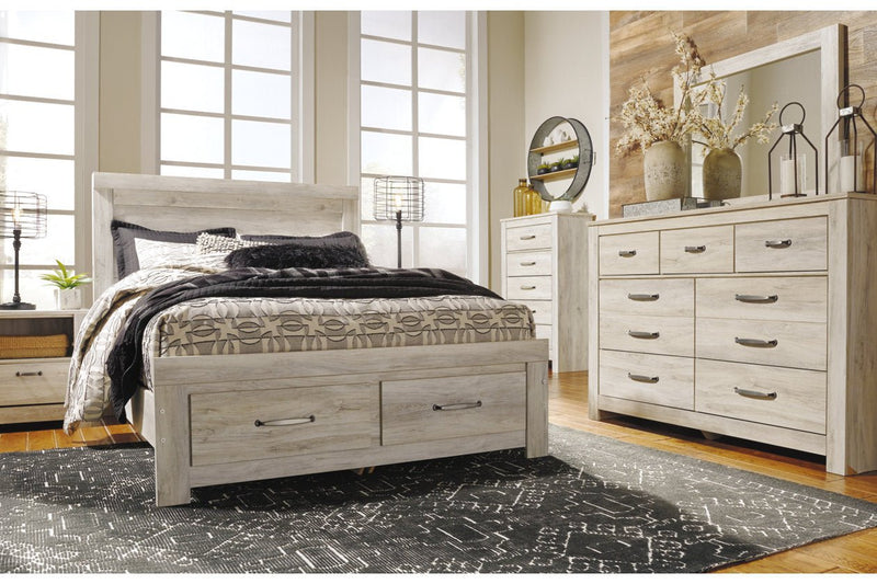 Bellaby Whitewash Queen Platform Bed with 2 Storage Drawers - Gate FurnitureQueen Bed