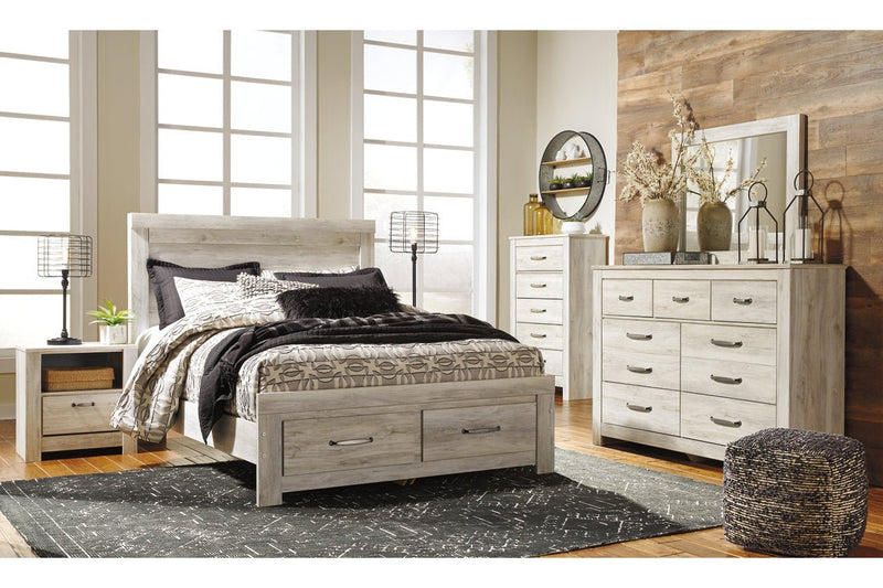Bellaby Whitewash Queen Platform Bed with 2 Storage Drawers - Gate FurnitureQueen Bed