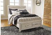 Bellaby Whitewash Queen Platform Bed with 2 Storage Drawers - Gate FurnitureQueen Bed