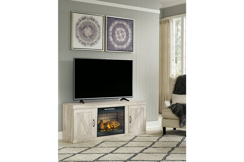 Bellaby Whitewash TV Stand with Electric Fireplace - Gate FurnitureTV Stand
