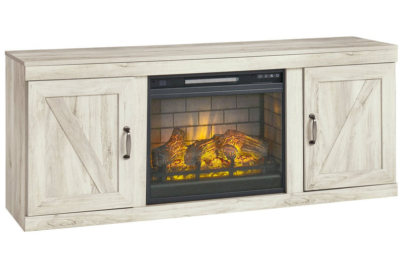 Bellaby Whitewash TV Stand with Electric Fireplace - Gate FurnitureTV Stand