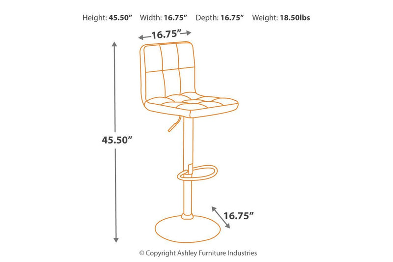 Bellatier Black/Chrome Finish Adjustable Height Bar Stool (Set of 2) - Gate FurnitureBarstool
