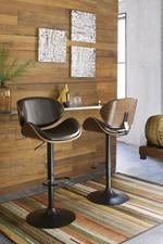 Bellatier Brown Adjustable Height Bar Stool - Gate FurnitureBarstool
