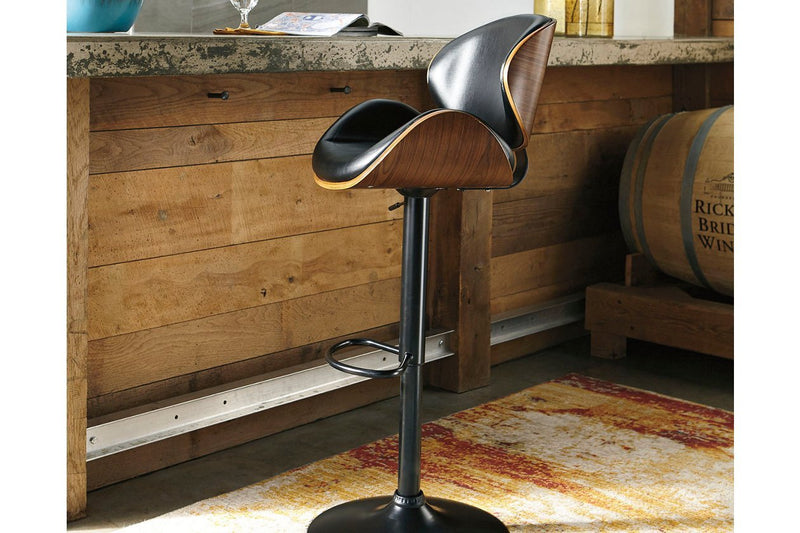 Bellatier Brown Adjustable Height Bar Stool - Gate FurnitureBarstool