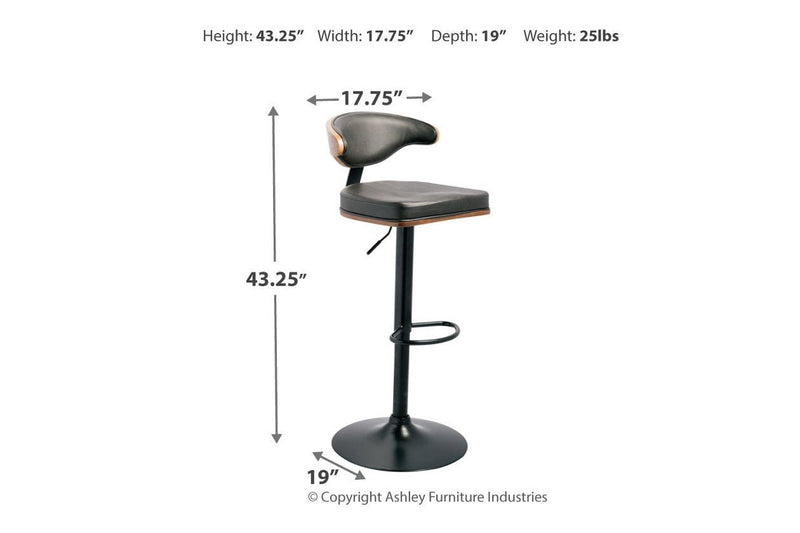 Bellatier Brown/Black Adjustable Height Bar Stool - Gate FurnitureBarstool