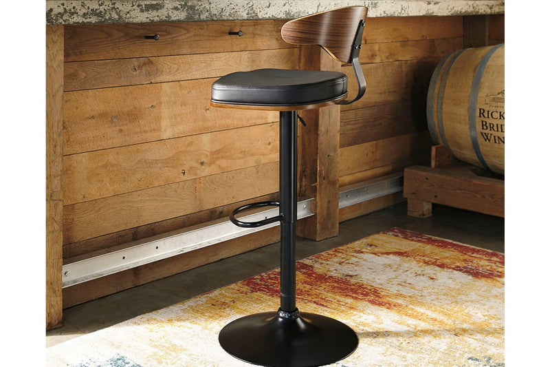 Bellatier Brown/Black Adjustable Height Bar Stool - Gate FurnitureBarstool