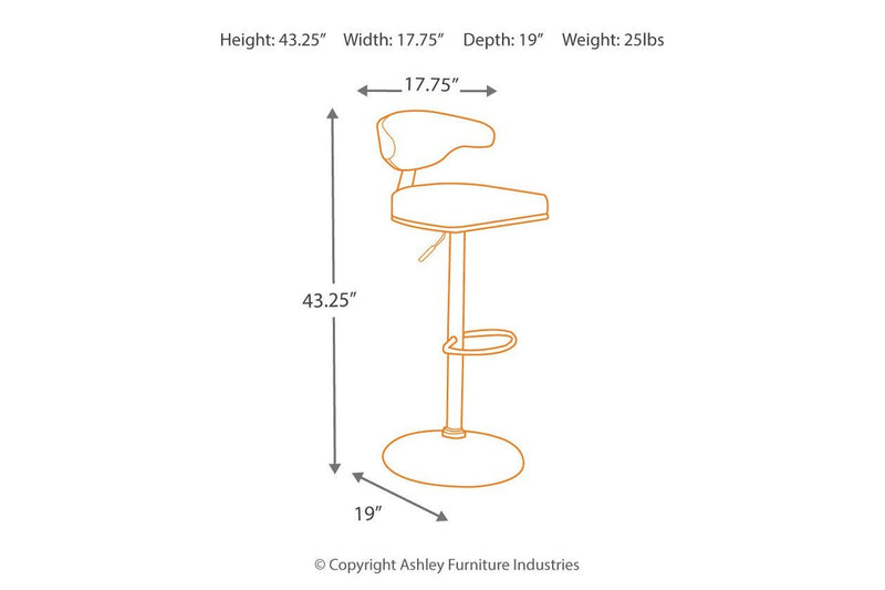 Bellatier Brown/Black Adjustable Height Bar Stool - Gate FurnitureBarstool